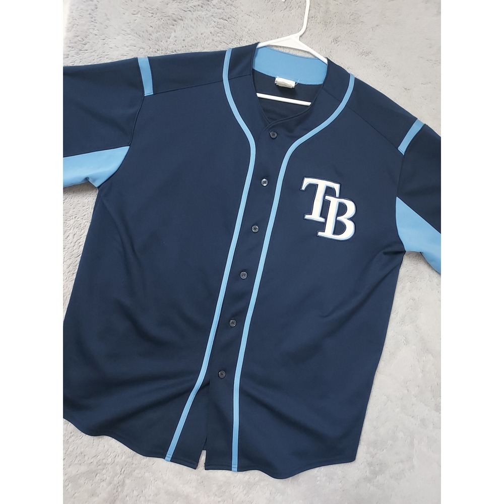 Tampa Bay Rays Jersey Mens 2XL XXL Majestic MLB Baseball Blue Stitched Logo